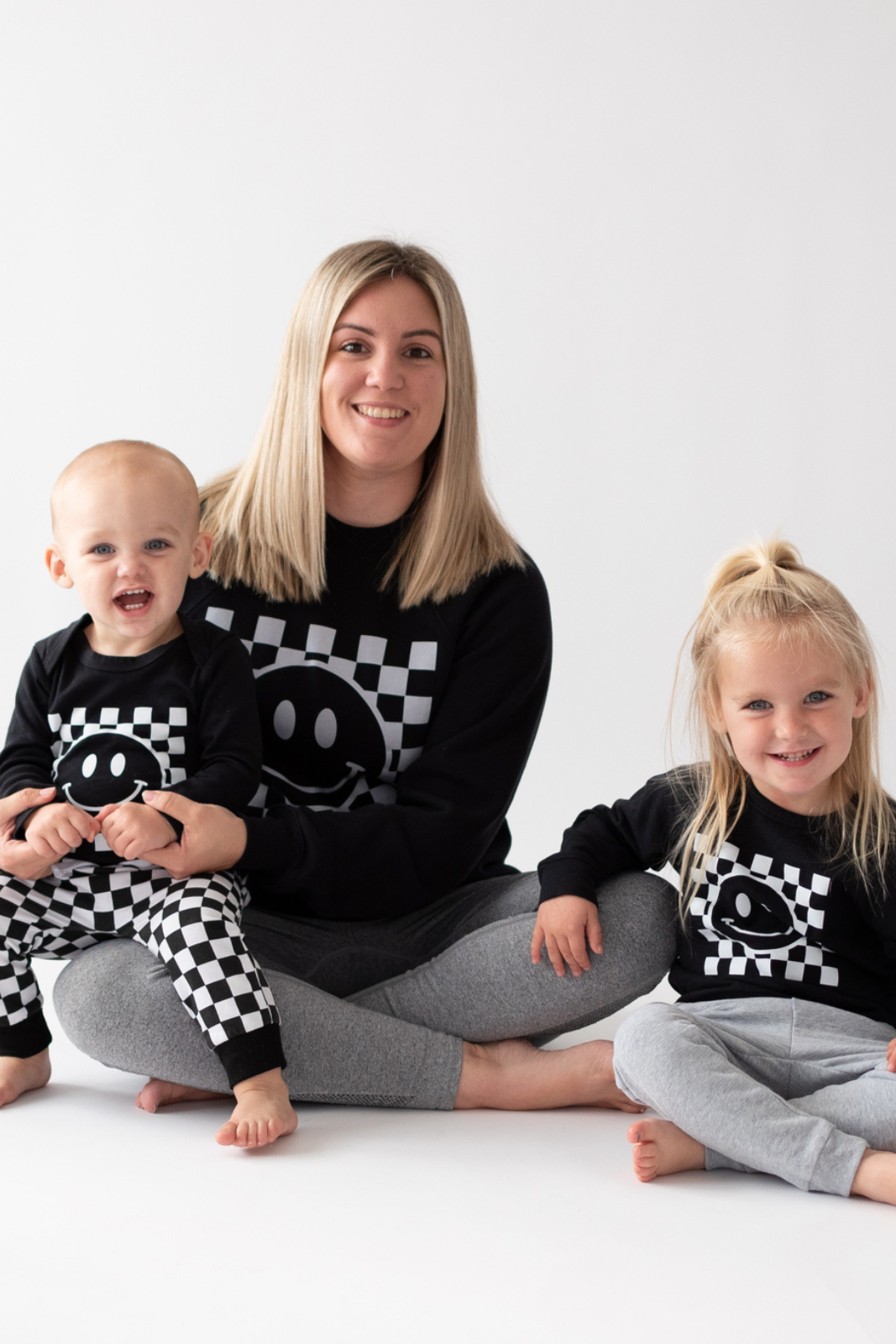 Checkered Smiley Organic Toddler + Little Kid Sweatshirt