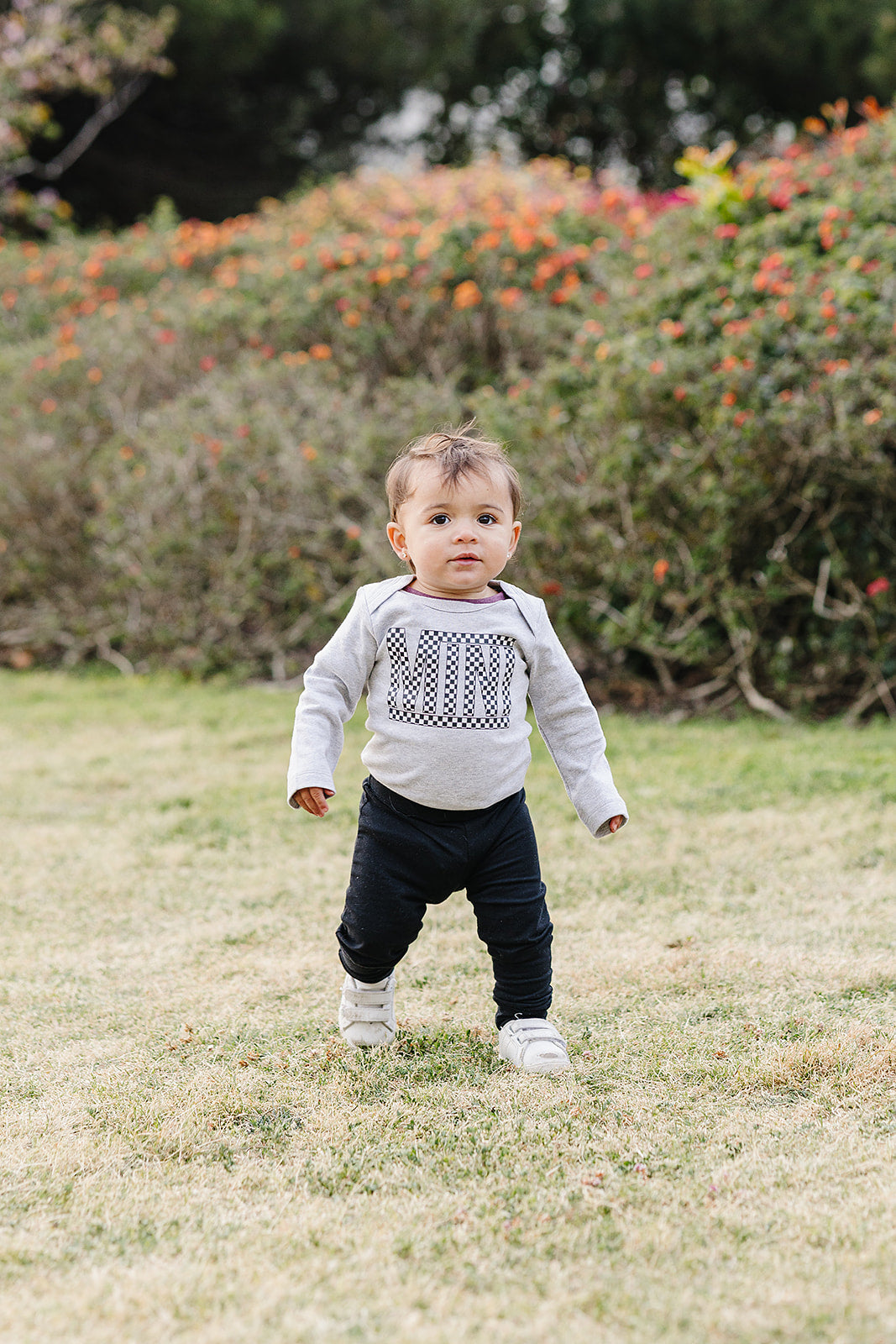 Checkered Mini Organic Long Sleeve Body Suit