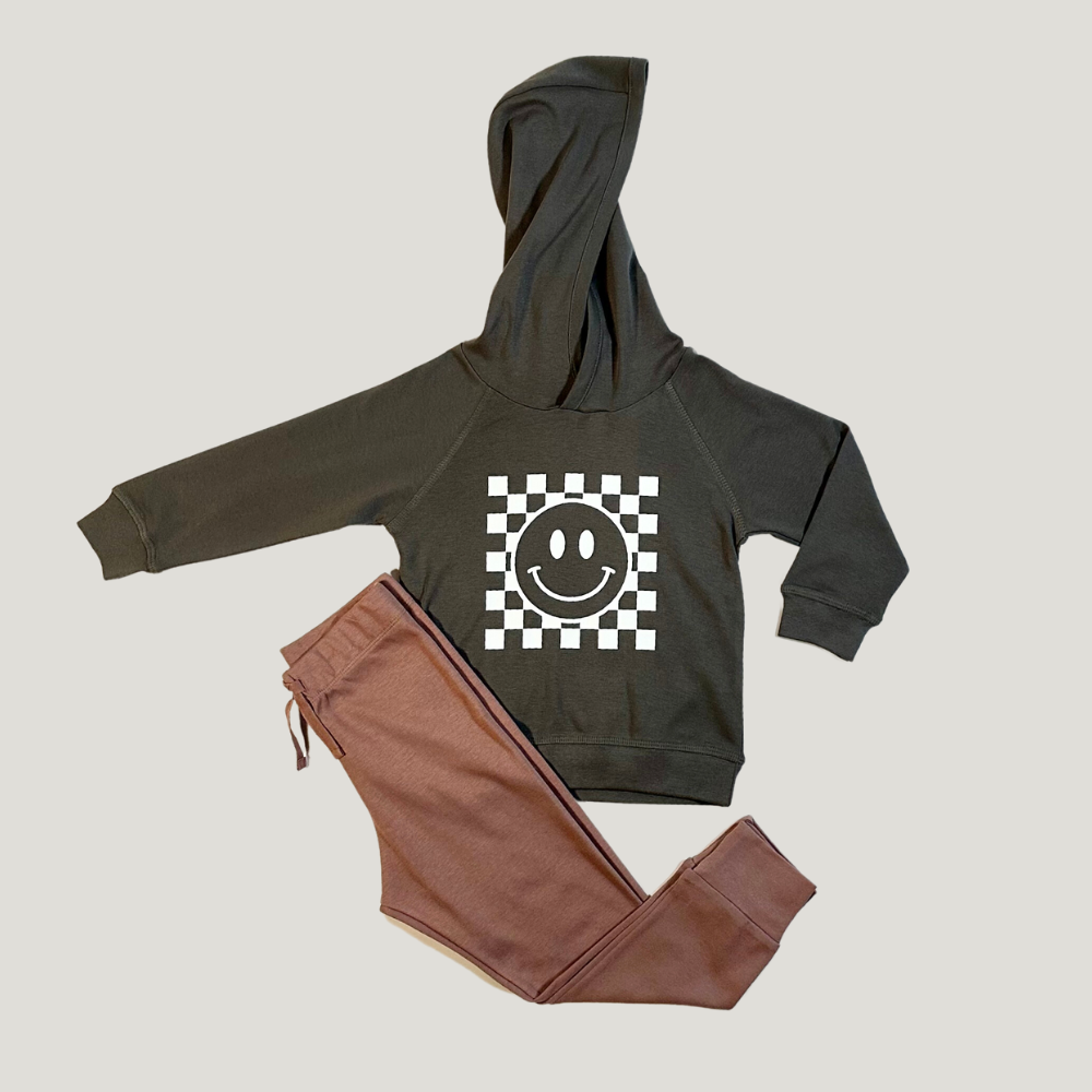 Checkered Smiley Organic Hoodie
