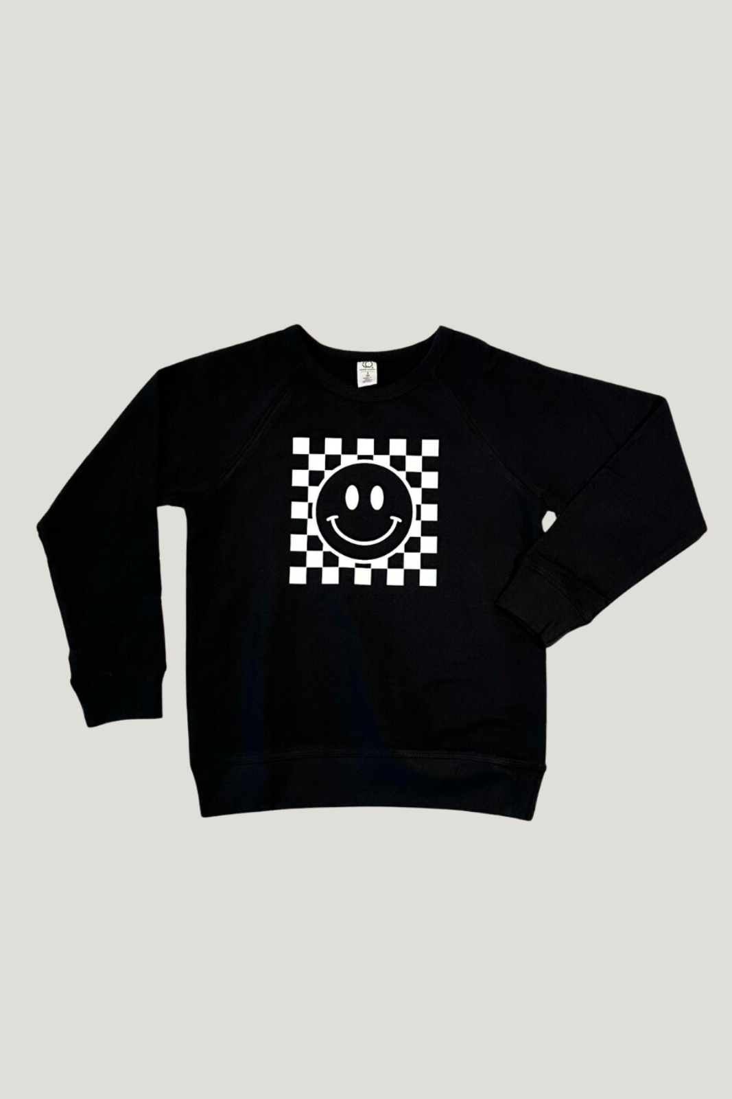 Checkered Smiley Black Big Kid Sweatshirt