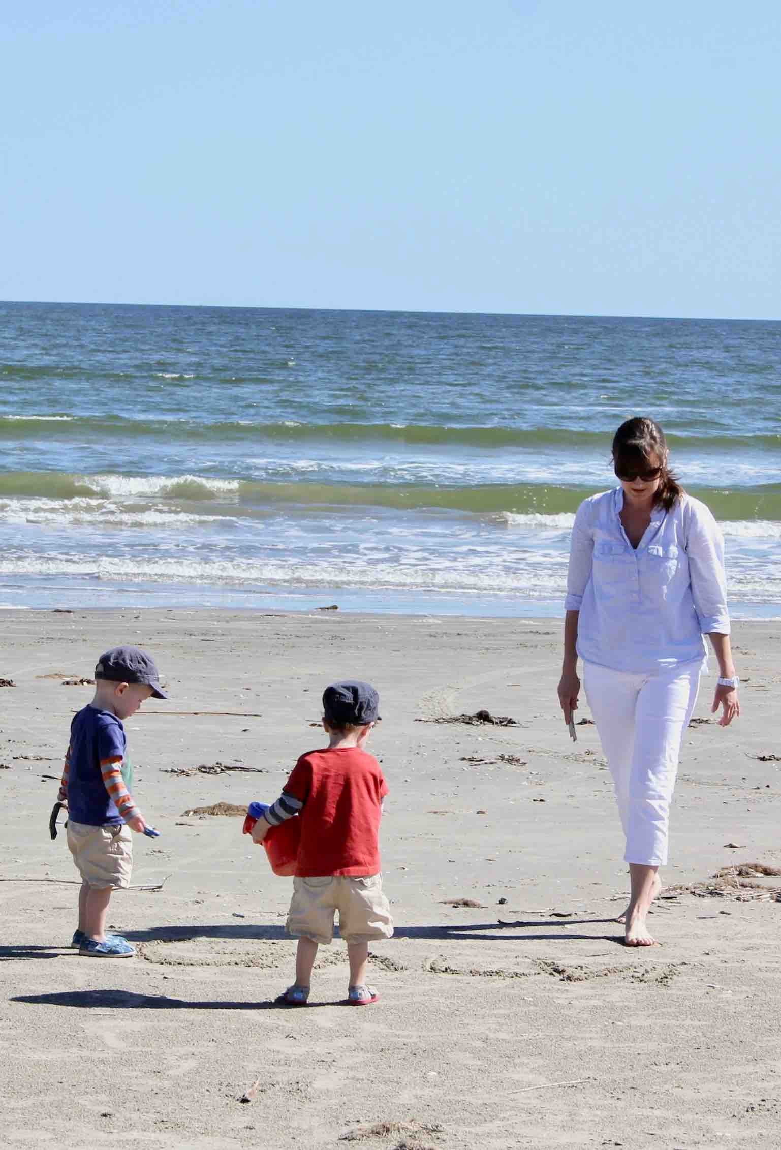 Tisha with her boys at Galveston Beach 2012
