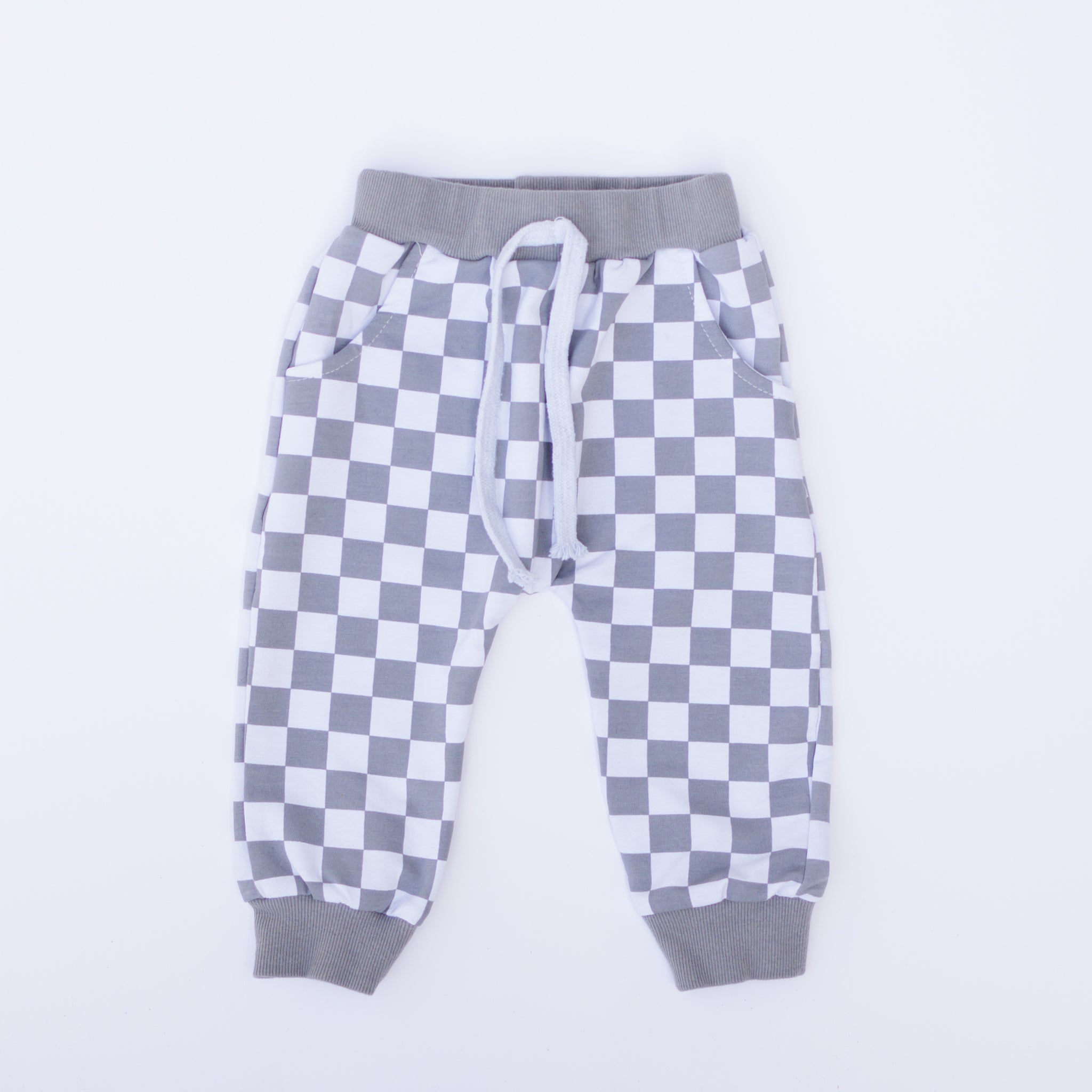 Grey & White Checkered Joggers
