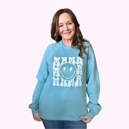 Women's Oversized Smiley Mama Sweatshirt