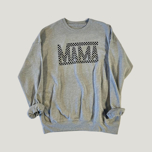 Women's Oversized Checkered Mama Sweatshirt