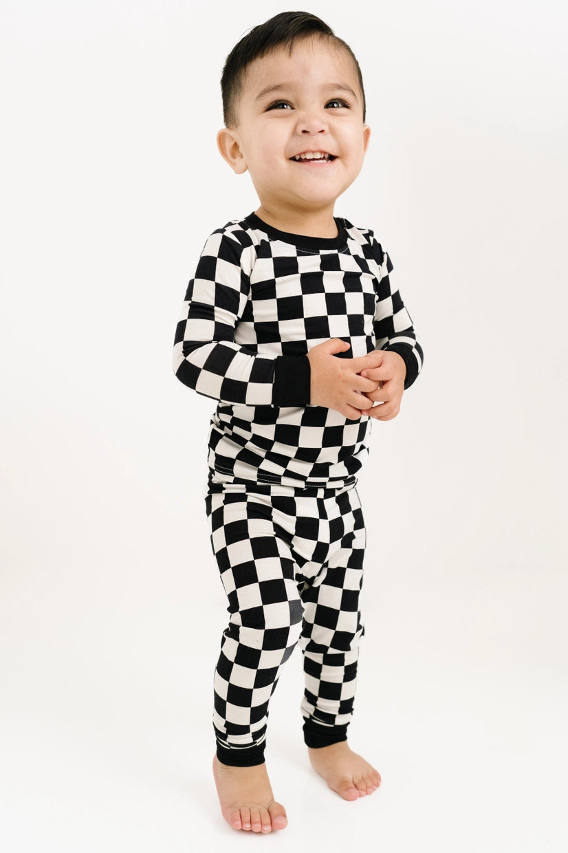 Black Checkered Bamboo Pajama Set