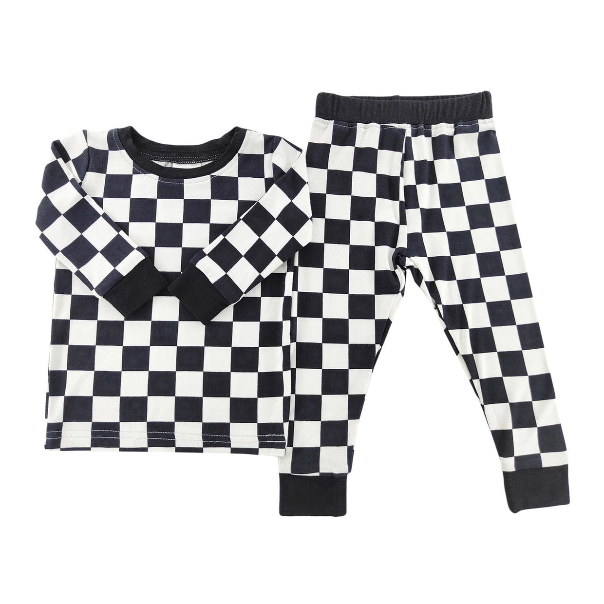 Black Checkered Bamboo Pajama Set