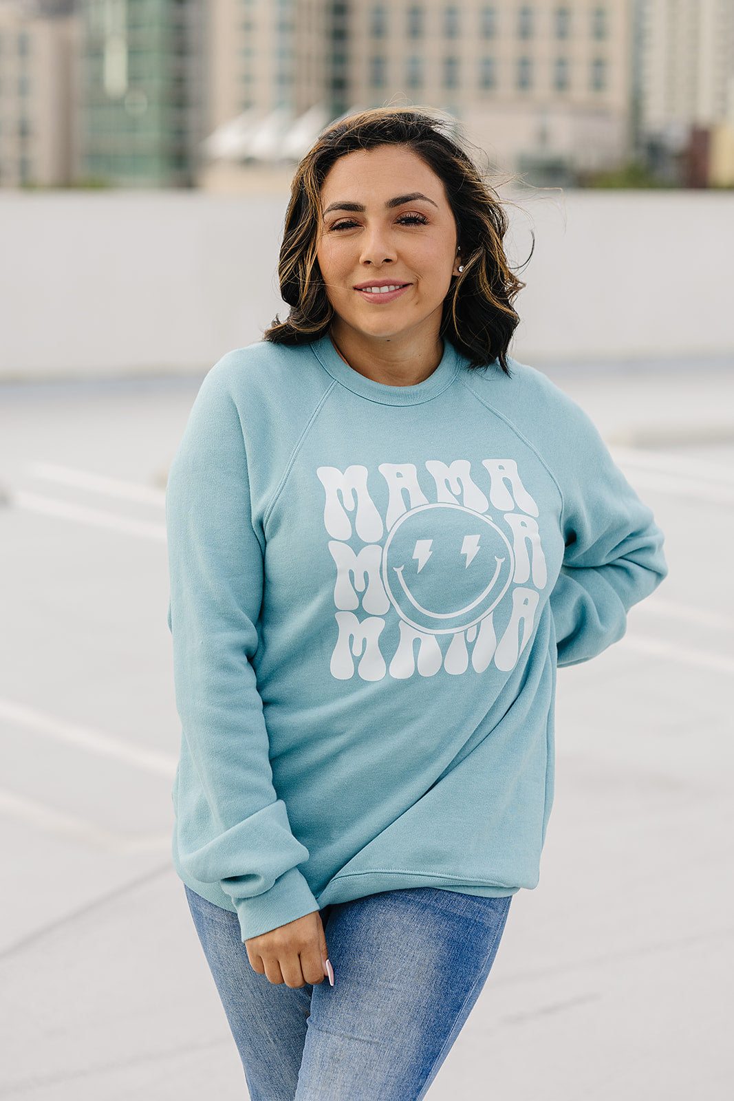 Mama Smiley Oversized Women's Sweatshirt